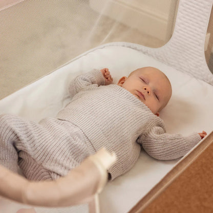 Obaby Cloud Bedside Crib - Oatmeal - Dreamy Nursery
