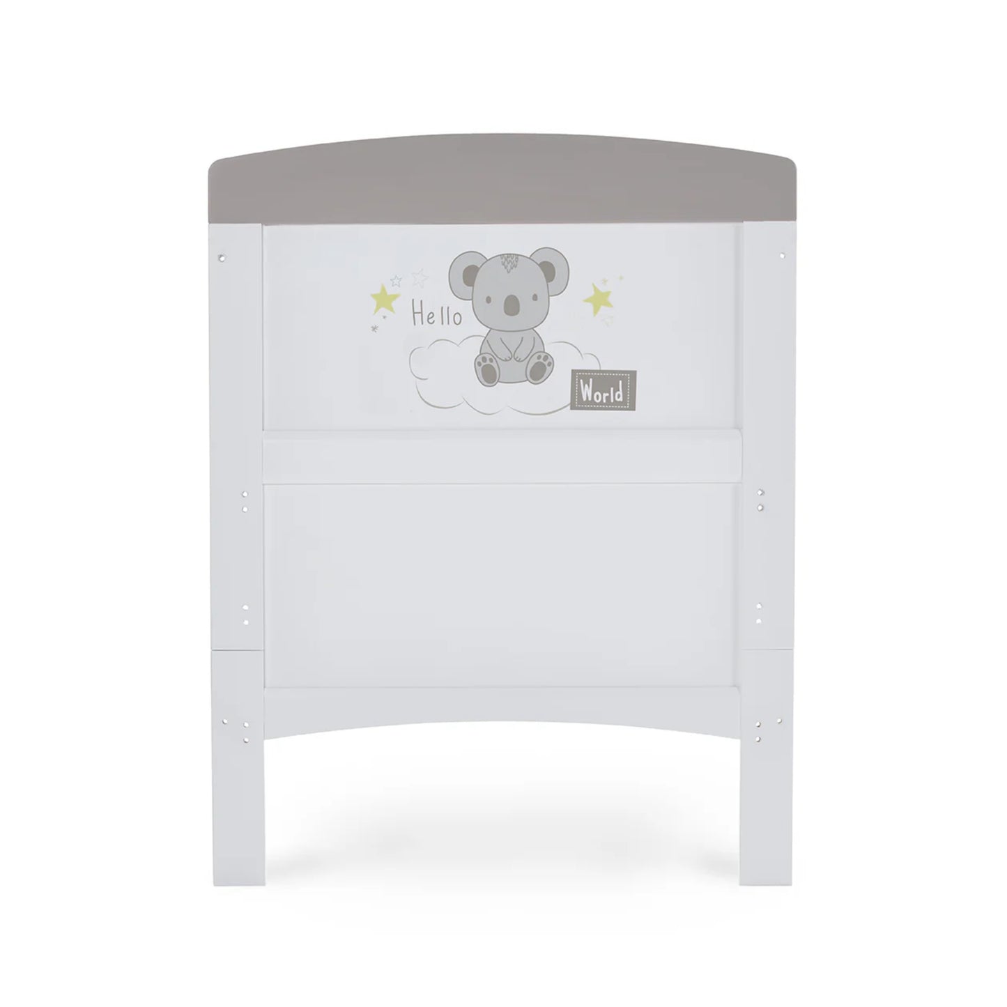 Obaby Grace Inspire Cot Bed - Hello World Koala (White with Grey)