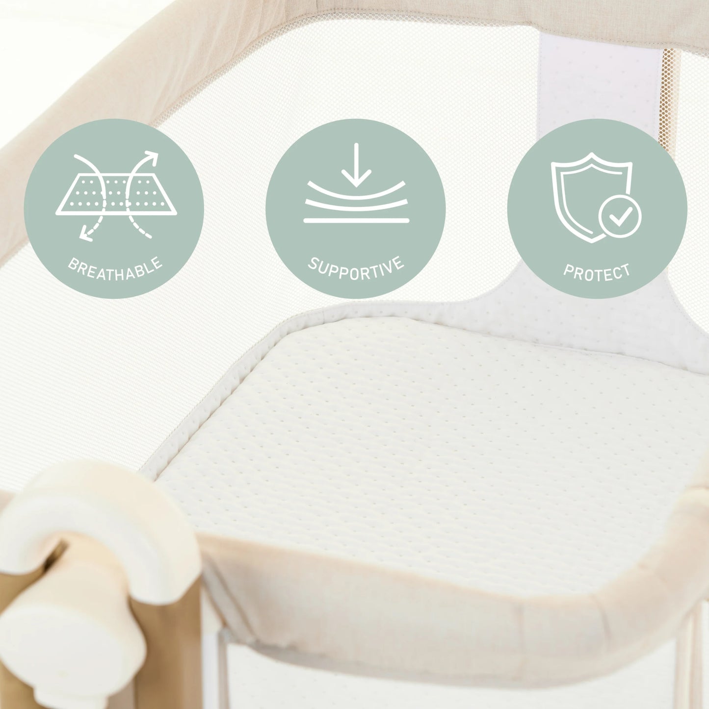 Obaby Cloud Bedside Crib - Grey - Dreamy Nursery