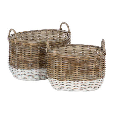 Orsina Hampstead Rattan Two Oval Storage Baskets - Natural