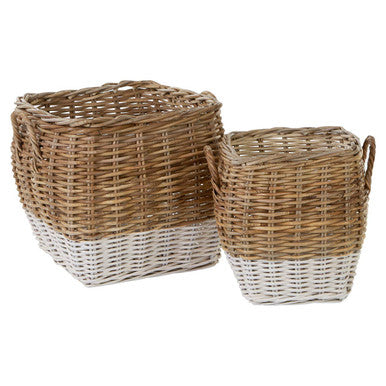 Orsina Hampstead Rattan Two Square Storage Baskets - Natural