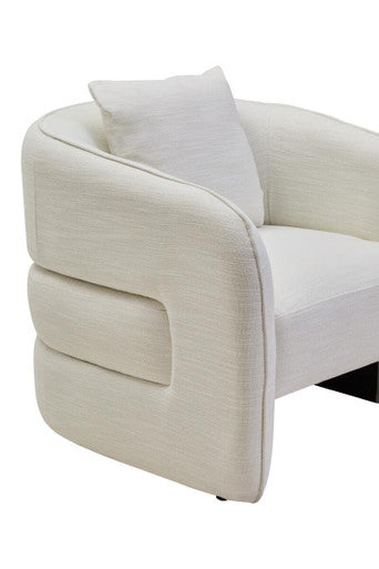 Orsina Bilani Linen Effect Curved Chair - Cream