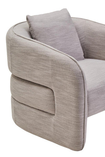Orsina Bilani Linen Effect Curved Chair - Grey