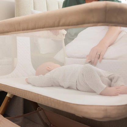 Obaby Cloud Bedside Crib - Oatmeal - Dreamy Nursery