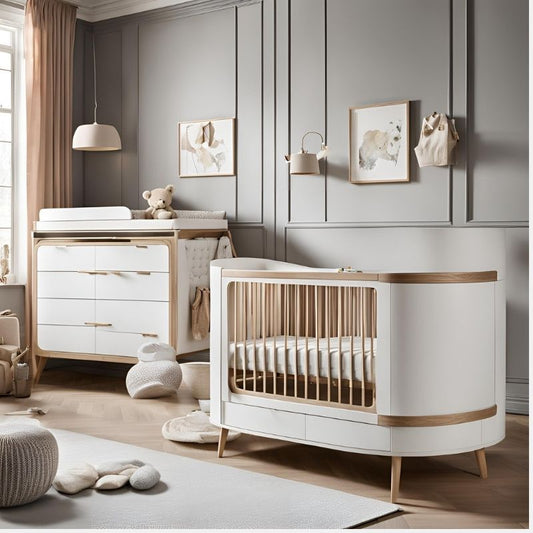 Beds For Babies - Aries White & Natural 2-Piece Nursery Furniture Set