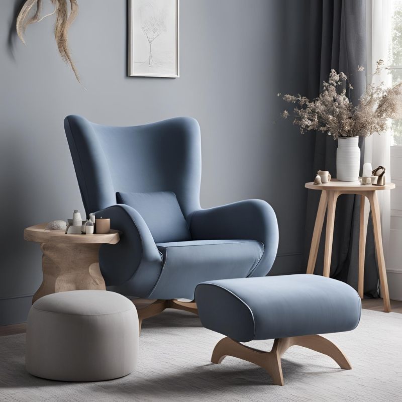 Rockabyebaby - Wingback Blue Nursery Chair