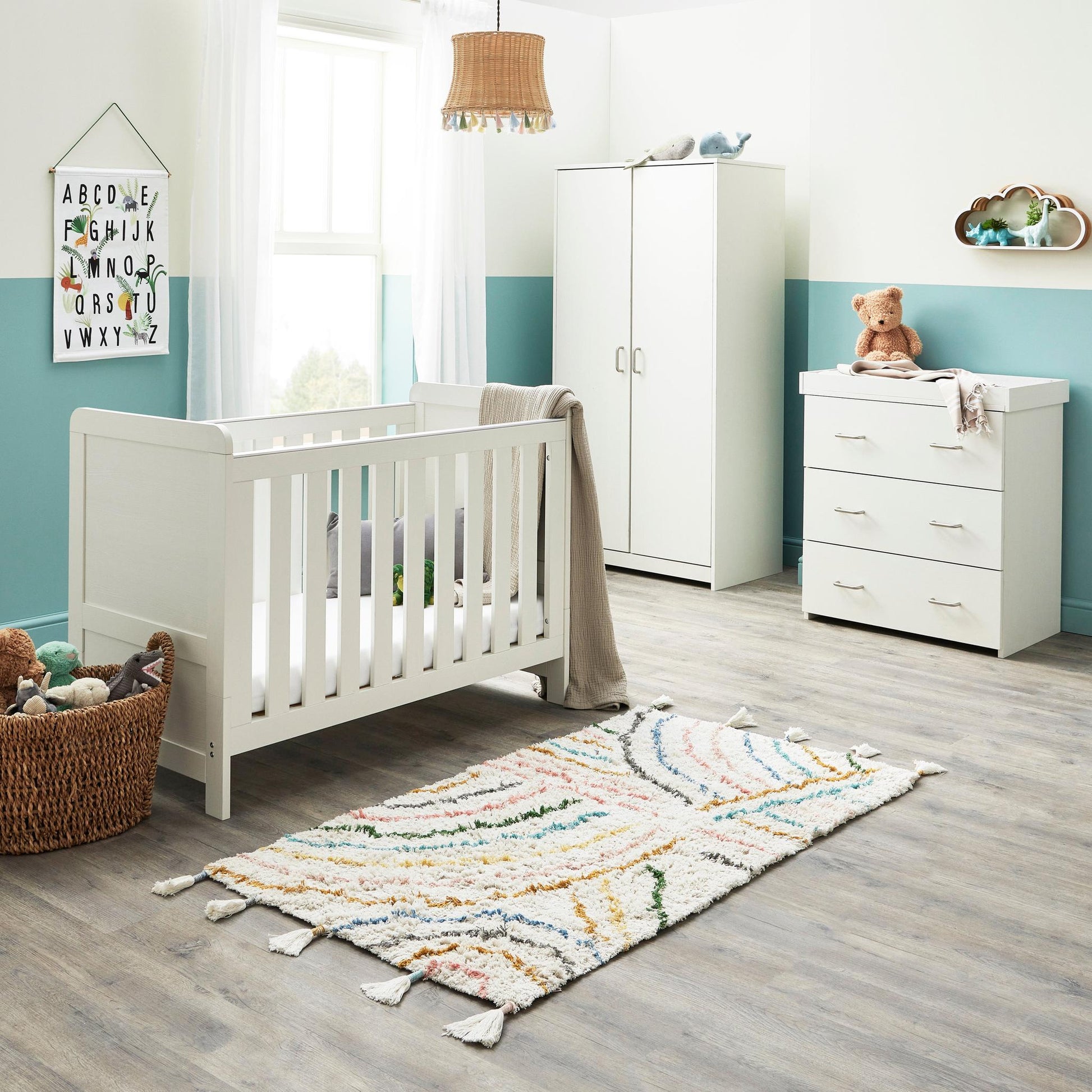 Babymore Caro Mini 3 Piece Room Set - White Wash-Dreamy Nursery