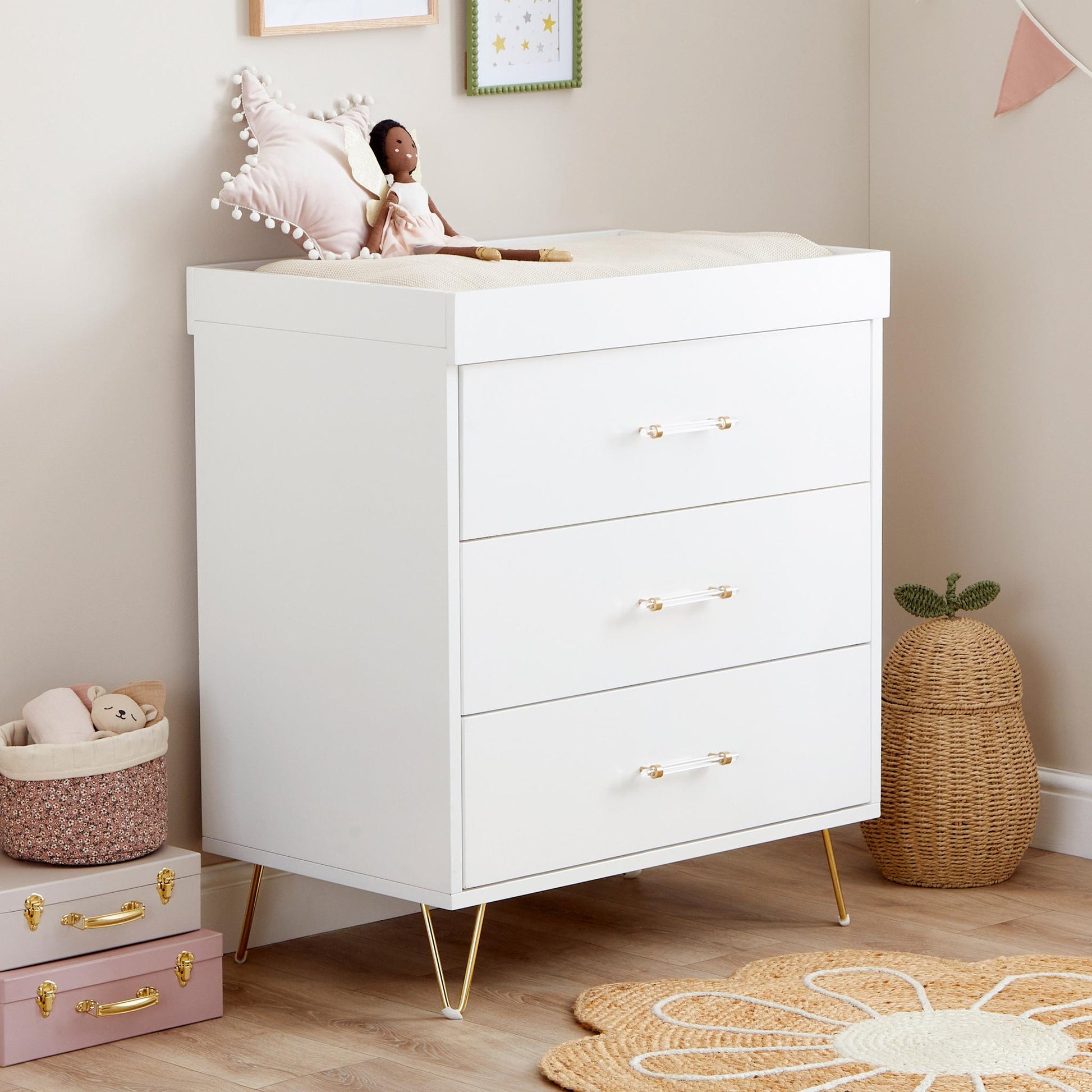Babymore Kimi Acrylic 3 Piece Nursery Room Set - White-Dreamy Nursery
