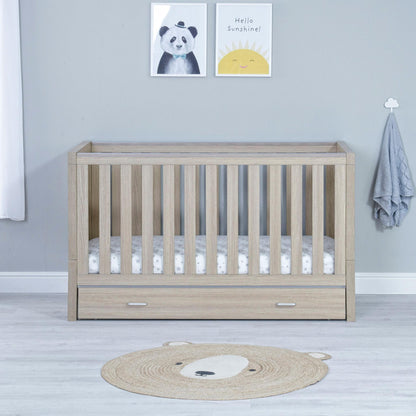 Babymore Luno 2 Piece Nursery Furniture Set – Oak (with under-cot storage)-Dreamy Nursery