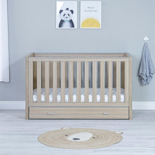 Babymore Luno 2 Piece Nursery Furniture Set – Oak (with under-cot storage)-Dreamy Nursery