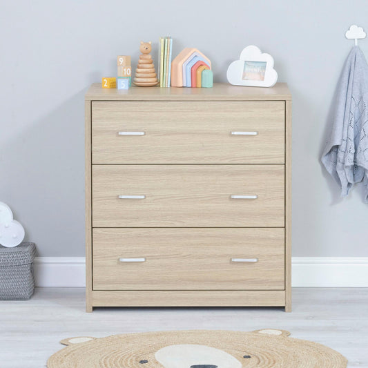 Babymore Veni 3 Piece Nursery Room Set (with under-cot storage) - Oak-Dreamy Nursery