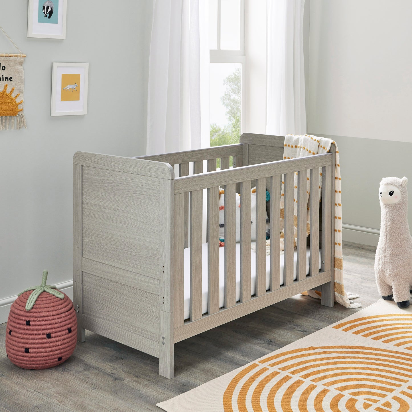 Babymore Caro Mini Cot Bed - Grey Wash