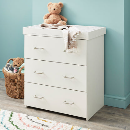 Babymore Caro Nursery Chest Changer - White Wash