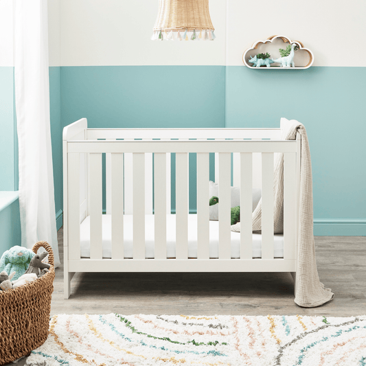 Babymore Caro Mini Cot Bed - White Wash