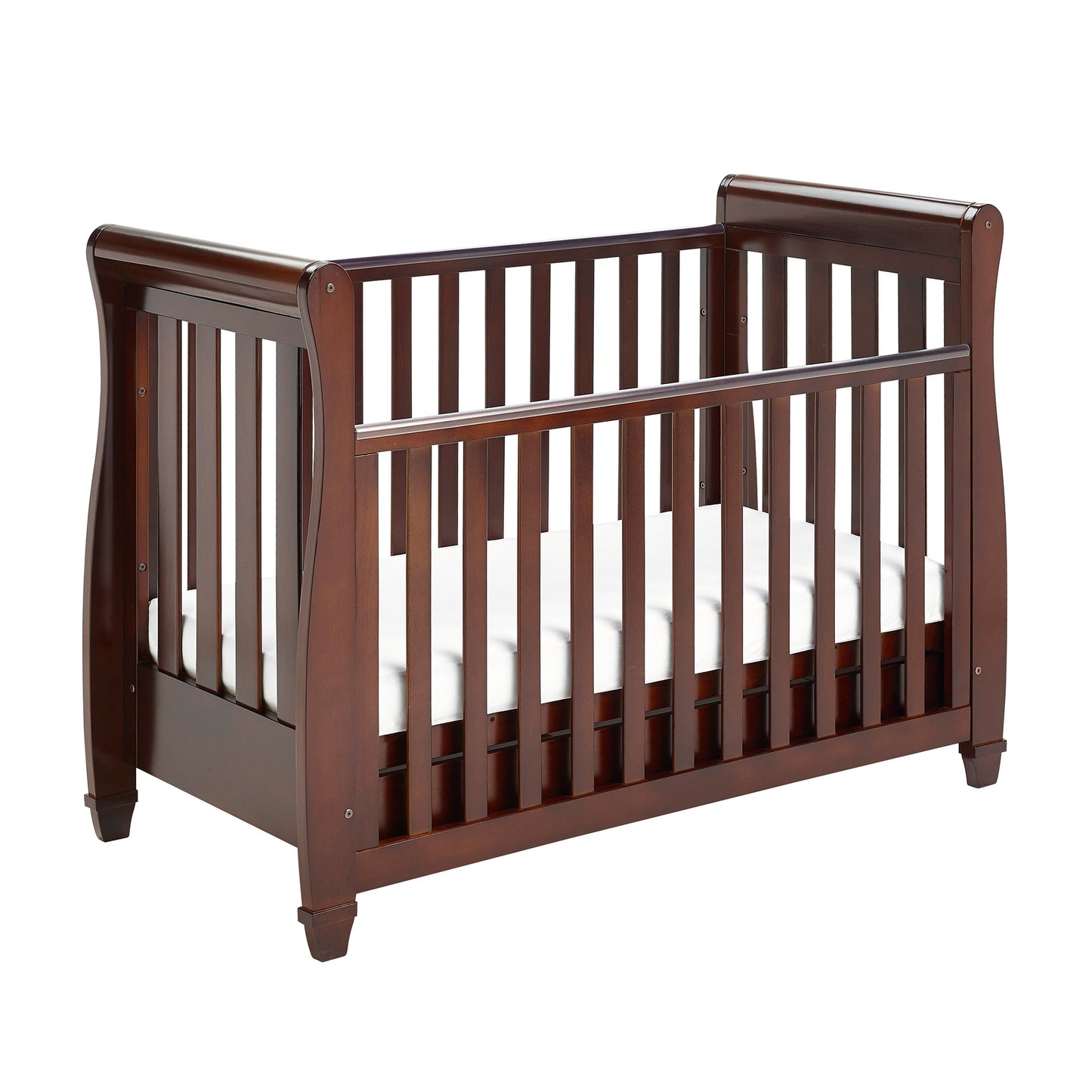 Babymore Eva Sleigh Cot Bed Drop Side (with under-cot storage) - Brown