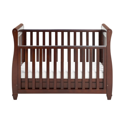 Babymore Eva Sleigh Cot Bed Drop Side (with under-cot storage) - Brown