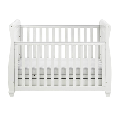 Babymore Eva Sleigh Cot Bed Drop Side (with under-cot storage) - White