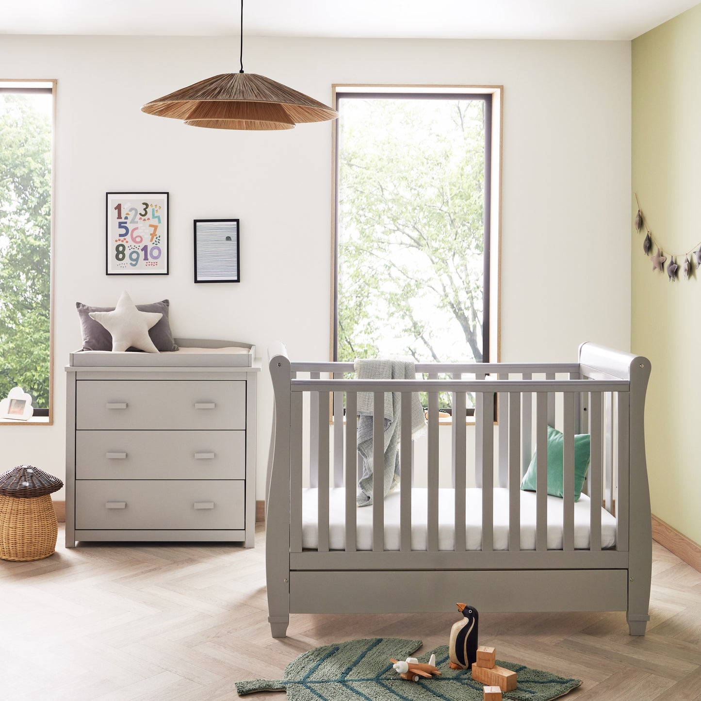 Babymore Eva Mini 2 Piece Nursery Room Set - Grey