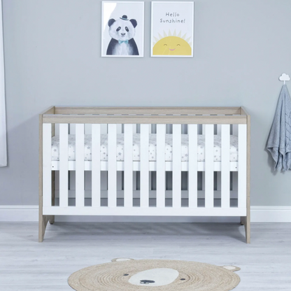 Babymore Veni Cot Bed - Oak & White