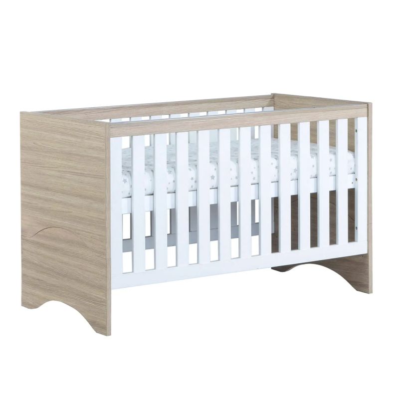 Babymore Veni Cot Bed - Oak & White
