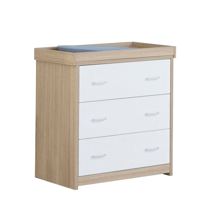 Babymore Luno Veni Nursery Chest Changer - Oak & White