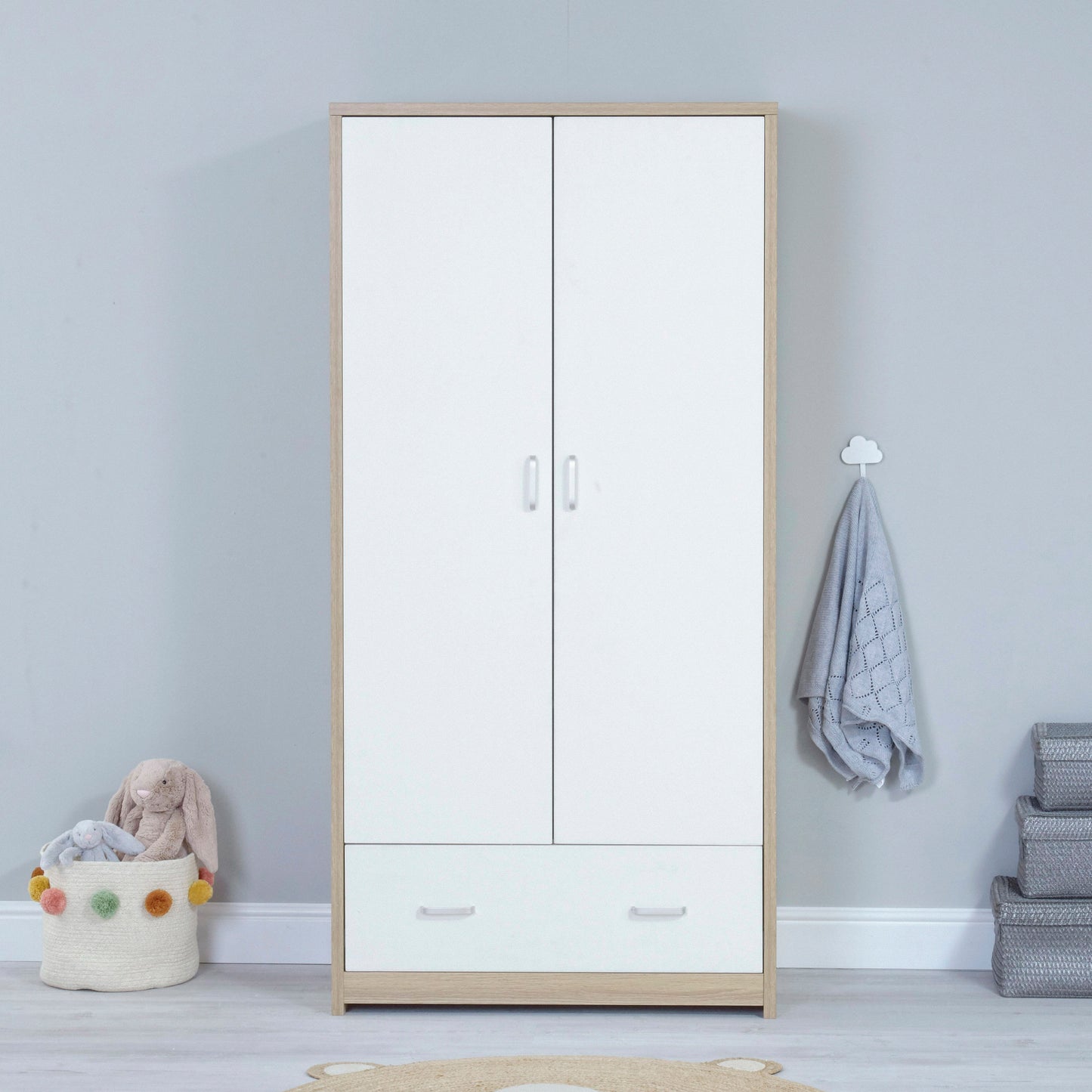 Luno Veni Nursery Wardrobe - Oak & White