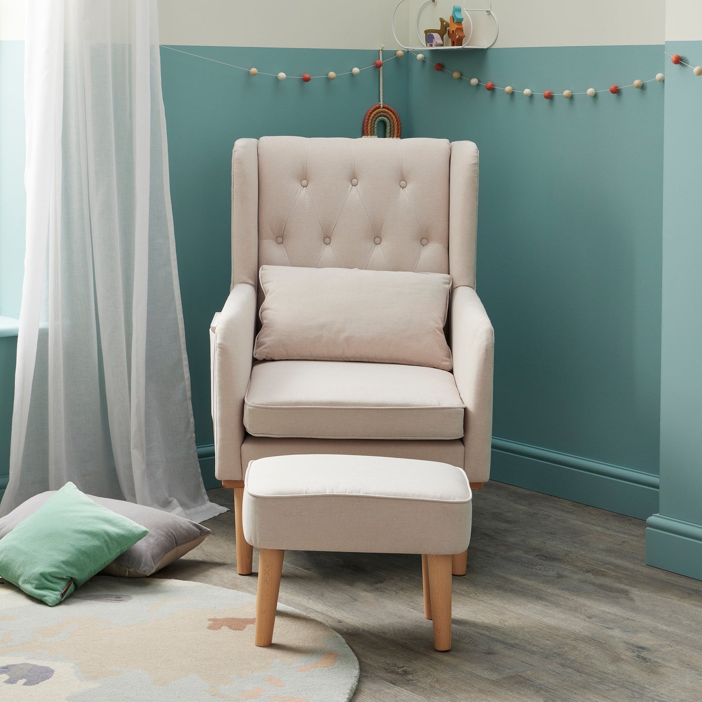 Lux Nursing Chair with Footstool – Cream