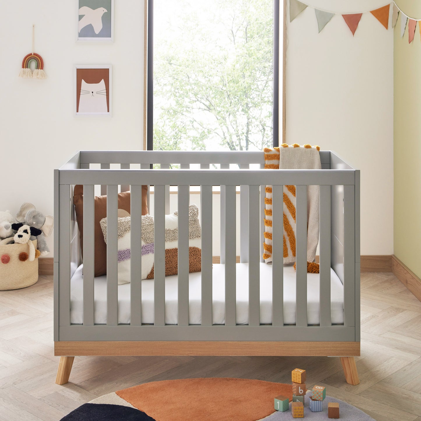 Babymore Mona Mini Cot Bed - Grey