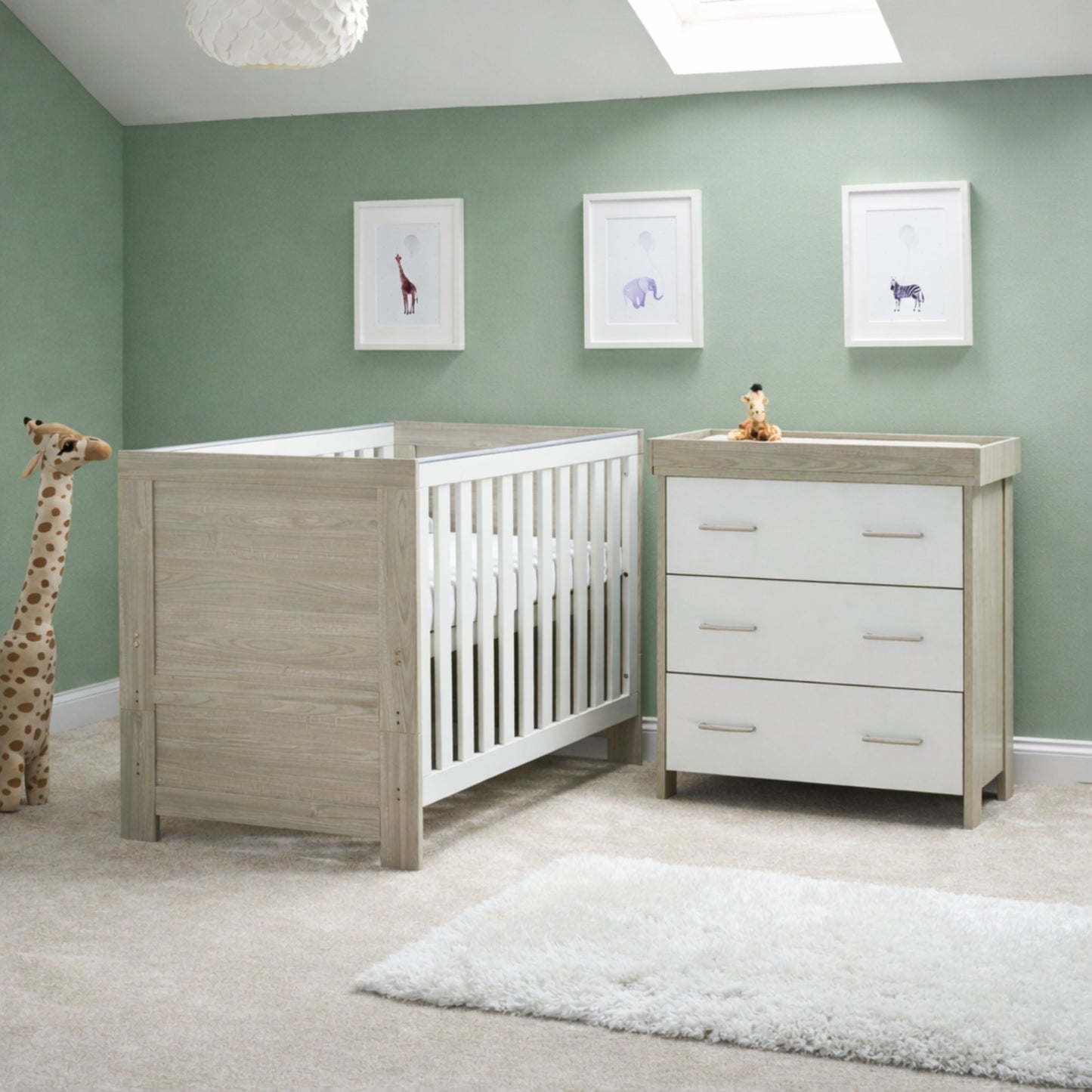 Obaby Nika Mini 3 Piece Room Set - Grey Wash & White