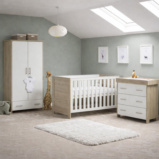 Obaby Nika Mini 3 Piece Room Set - Grey Wash & White