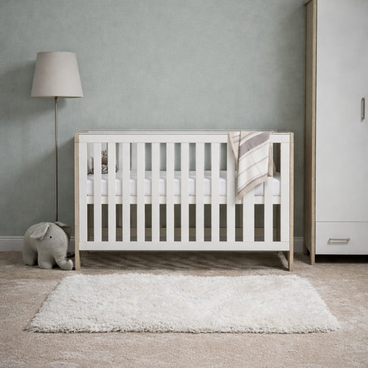 Obaby Nika Cot Bed - Grey Wash & White