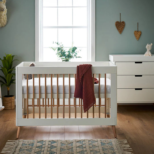 Obaby Maya Mini 2 Piece Room Set - White With Natural - Dreamy Nursery