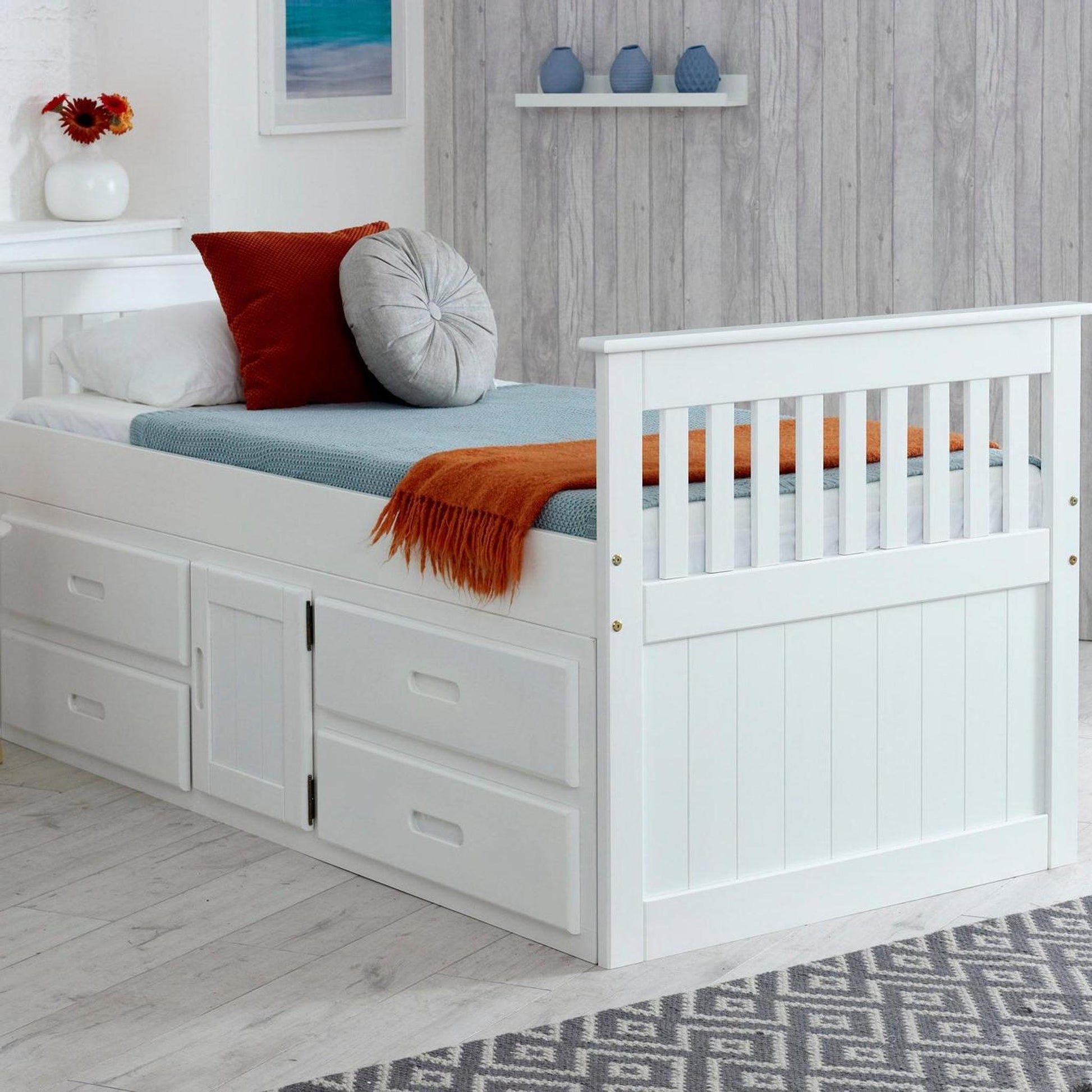 Amani Captains Storage Bed - White-Dreamy Nursery