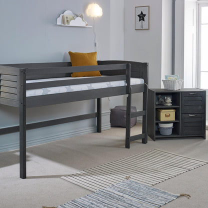 Amani Cozy Mid Sleeper - Grey (Ladder Right)-Dreamy Nursery