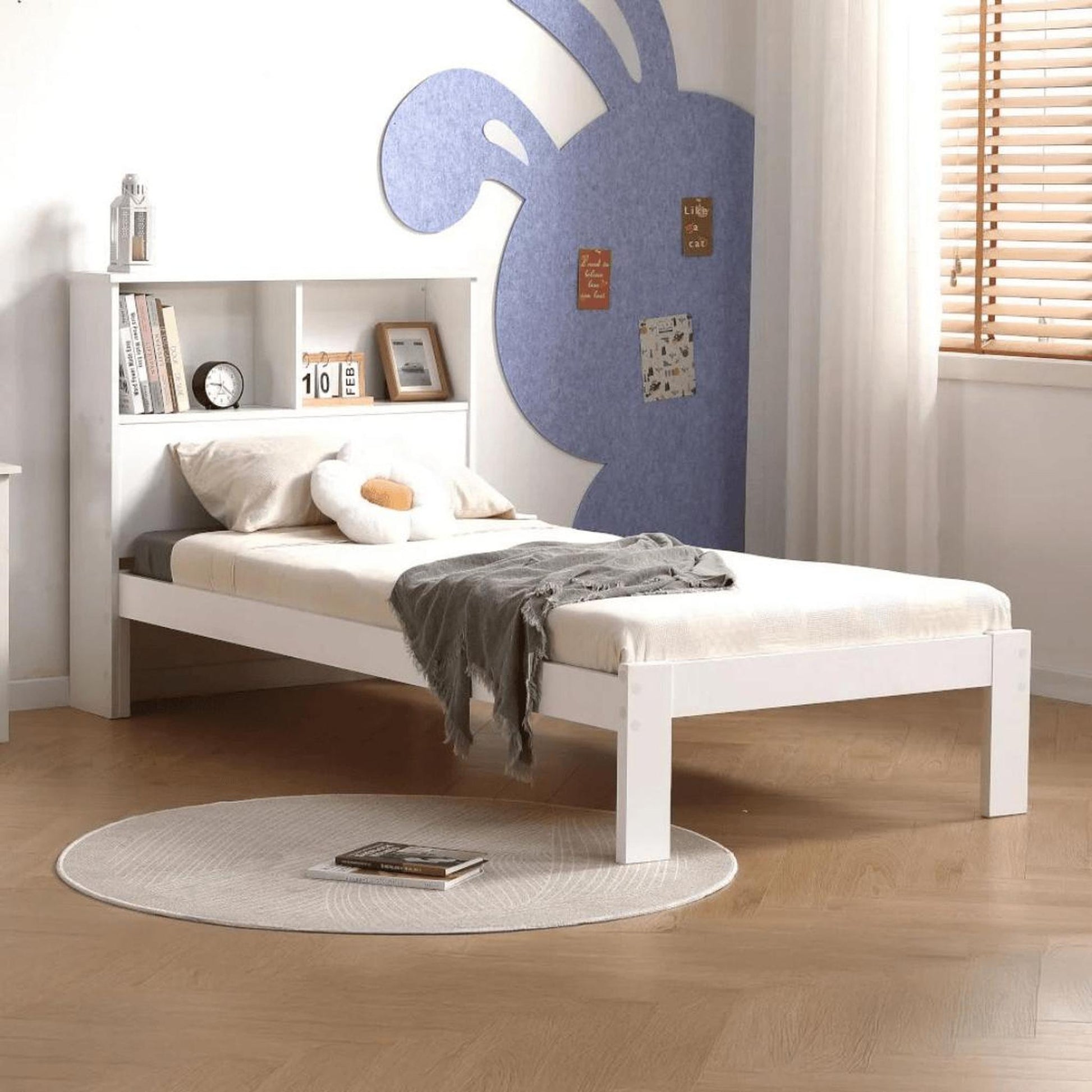 Amani Easton Single Shelf Bed - White-Dreamy Nursery