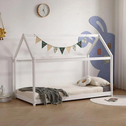 Amani Ely Montessori Style House Bed - White-Dreamy Nursery