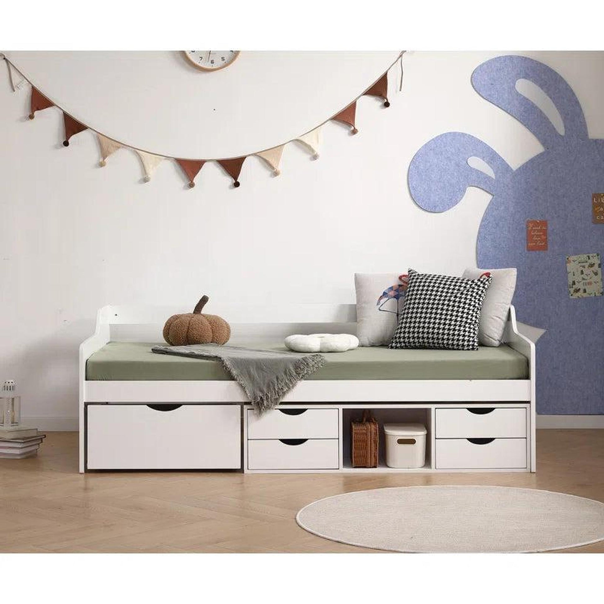Amani London Day Storage Bed - White-Dreamy Nursery