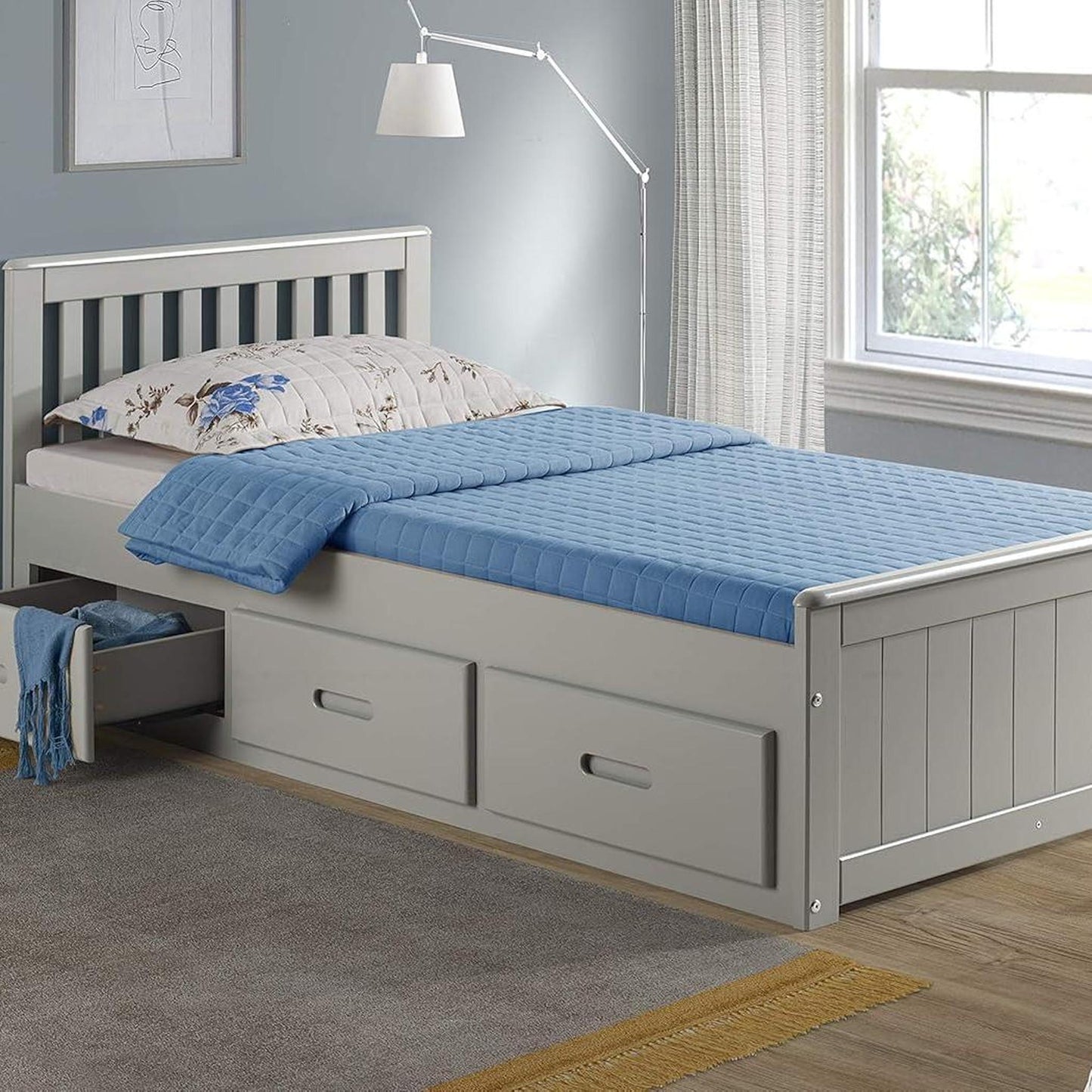 Amani Mission Single Bed - Grey-Dreamy Nursery