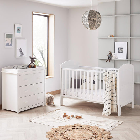 Babymore Aston 2 Piece Nursery Room Set - White-Dreamy Nursery
