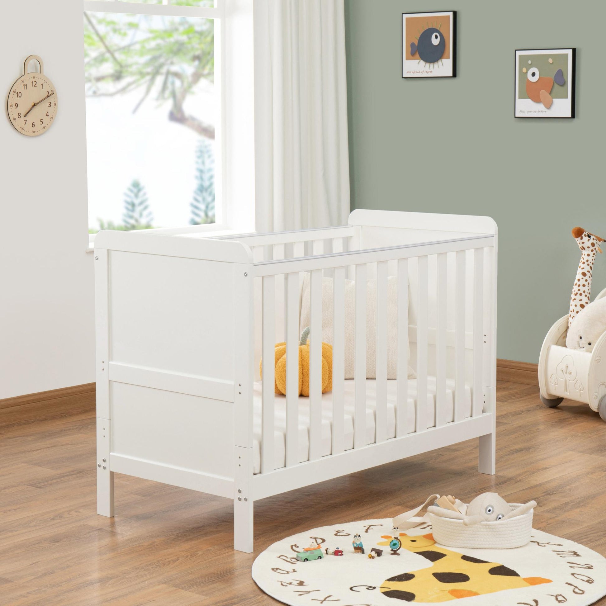 Babymore Caro Urban Mini Cot Bed - White-Dreamy Nursery