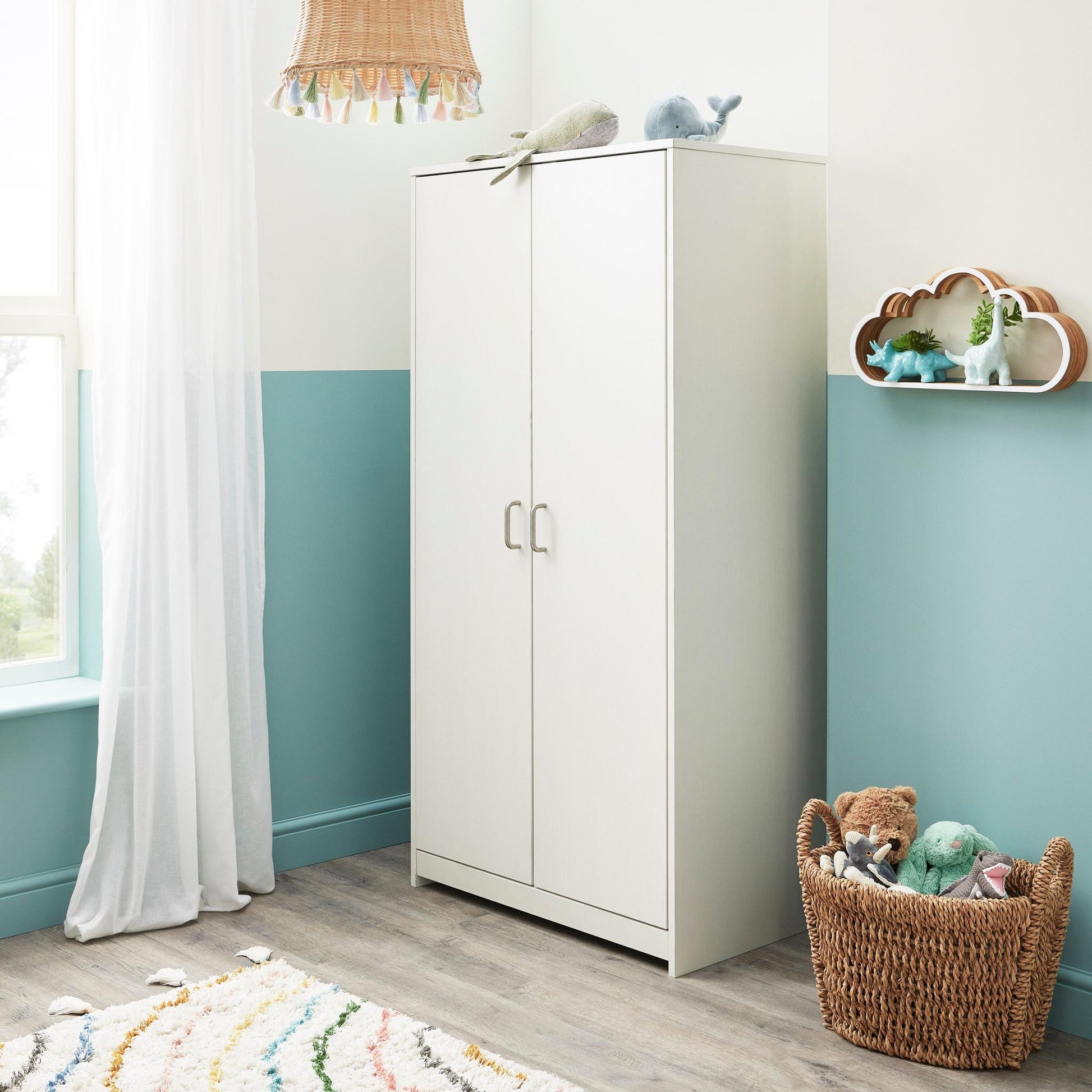 Babymore Caro Wardrobe - White Wash-Dreamy Nursery