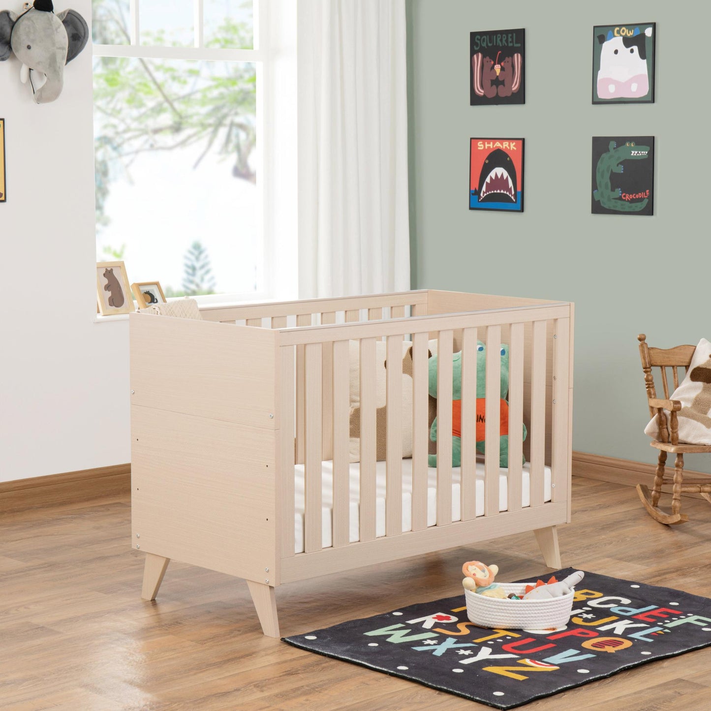 Babymore Dante Mini Cot Bed - Natural-Dreamy Nursery