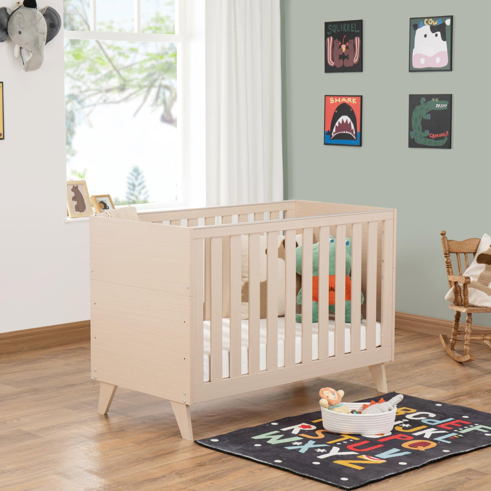 Babymore Dante Mini Cot Bed - Natural-Dreamy Nursery