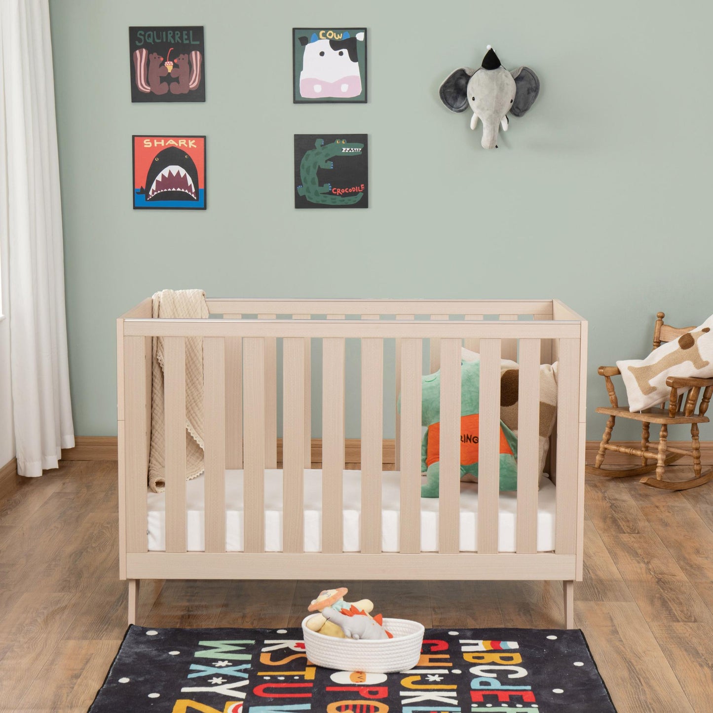 Babymore Dante Mini Cot Bed - Natural-Dreamy Nursery