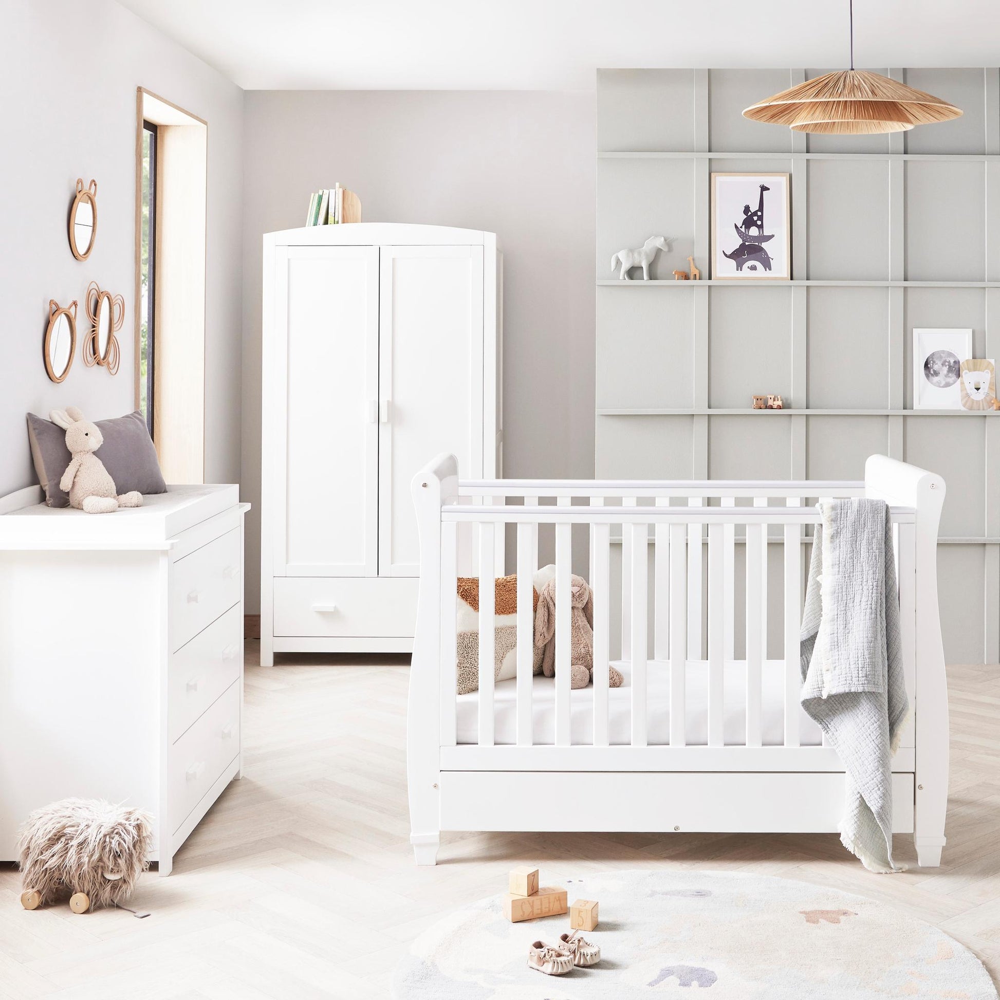 Babymore Eva Mini 3 Piece Nursery Room Set - White-Dreamy Nursery