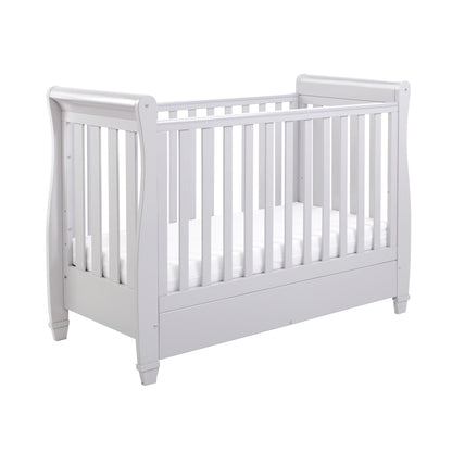 Babymore Eva Sleigh Cot Bed Drop Side (with under-cot storage) - Grey-Dreamy Nursery