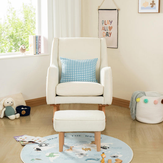 Babymore Ida Nursing Chair with Footstool – Bouclé-Dreamy Nursery