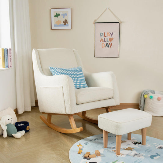 Babymore Ida Nursing Chair with Footstool – Bouclé-Dreamy Nursery