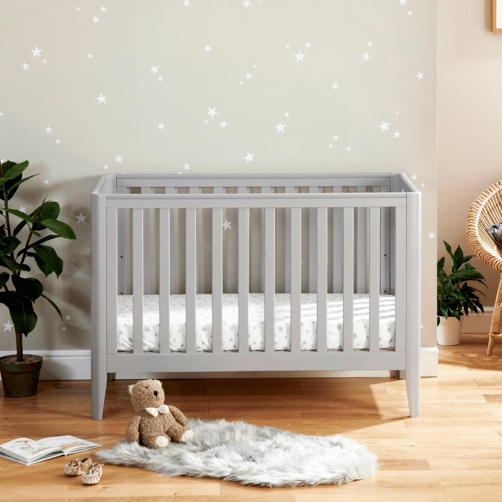 Babymore Iris Cot Bed – Grey-Dreamy Nursery