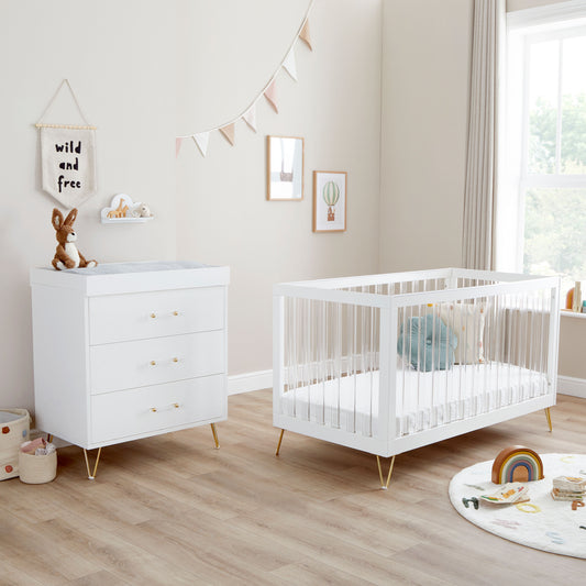 Babymore Kimi Acrylic 2 Piece Nursery Room Set - White-Dreamy Nursery